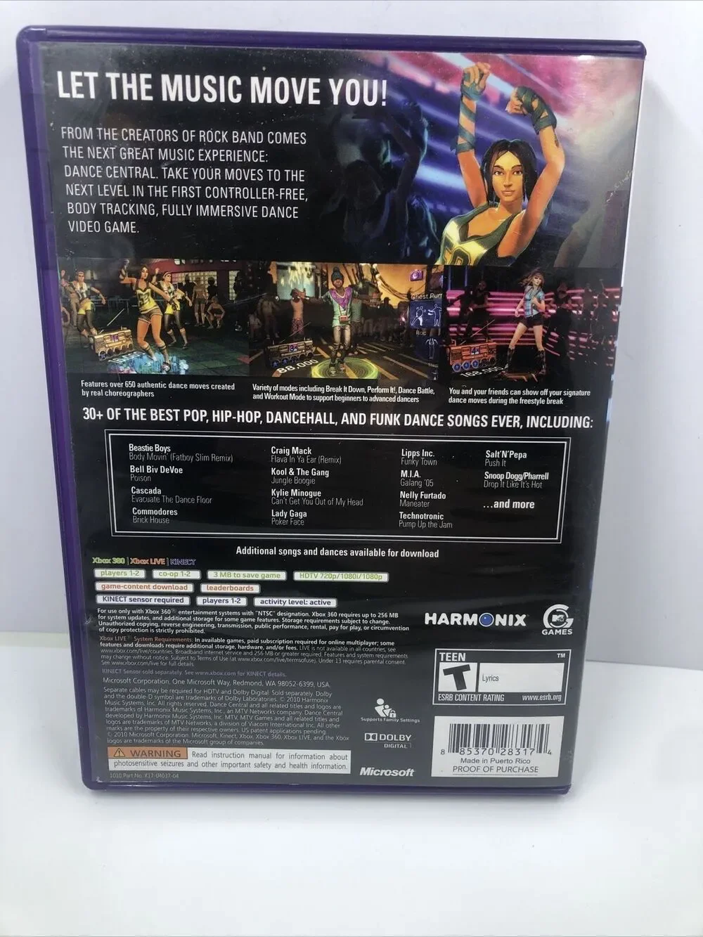 *Dance Central (Microsoft Xbox 360, 2010) (requires Kinect Sensor)